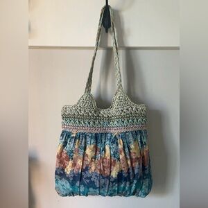 Cappelli Straworld Blue Floral Woven Tote